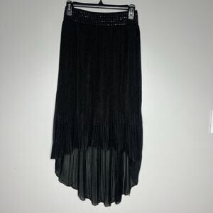 VTG Y2K Black High Low Skirt Sz S Whimsigoth Assymetrical Hem Goth Witchy Grunge